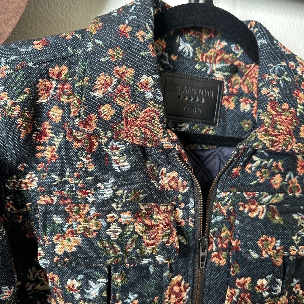 Blank NYC floral vintage embroidery romantic bomber jacket coat Moto military - Picture 2 of 6